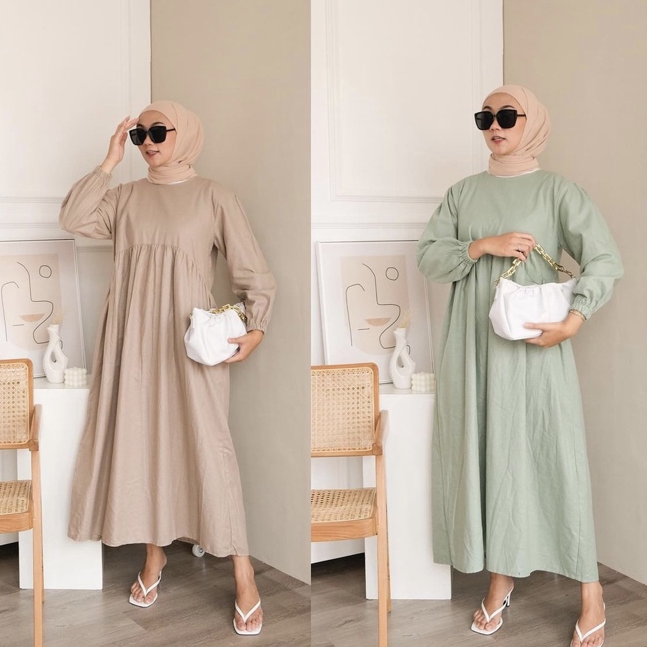 IL - SANSO MIDI POLOS | LUCIU MIDI DRESS WANITA MUSLIM LENGAN BALON