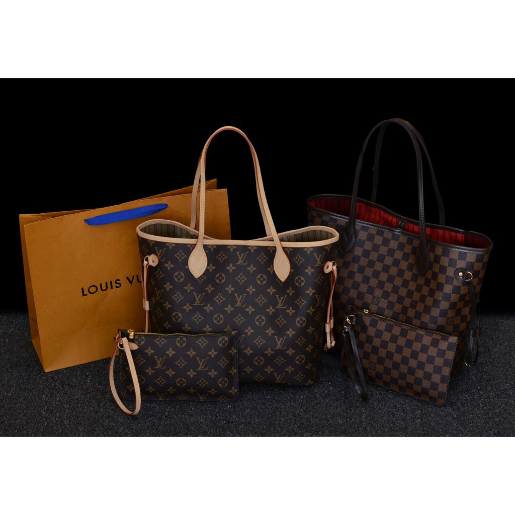 GROSIR TAS MURAH Tas LV Neverfull MM Pouch Canvas Semi Premium 40995
