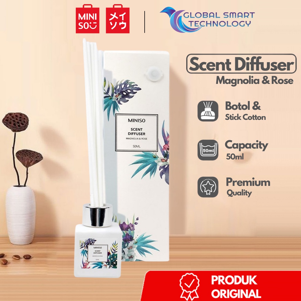 MINISO Pewangi Ruangan Diffuser Aromatherapy Pengharum Bunga Aroma Scent 50ml Original-Magnolia & Rose