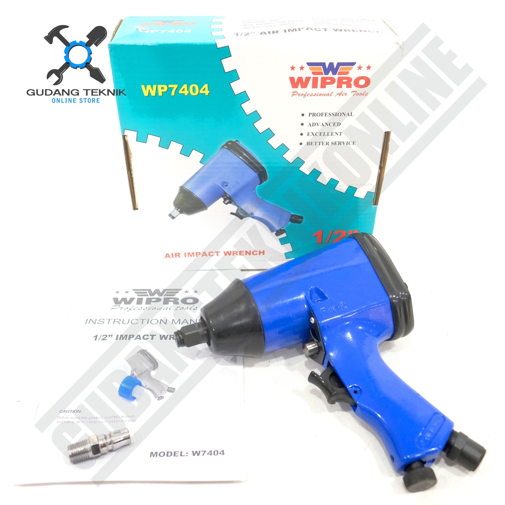 Air Impact Wrench 1/2&quot; WIPRO WP7404 / Alat Buka Pasang Baut Impact Wrench ANGIN 1/2 Inch WP 7404