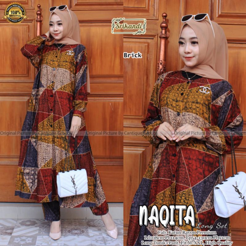 Naqita long set wanita bahan katun rayon by srikandi