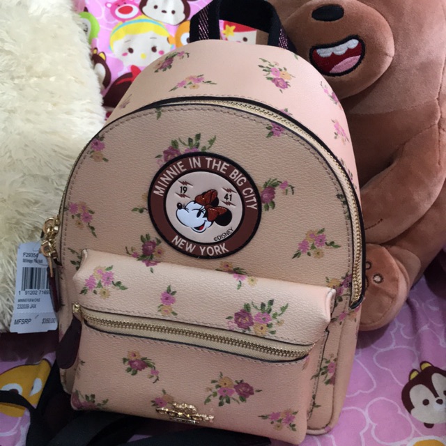 Coach x disney charles backpack minnie floral