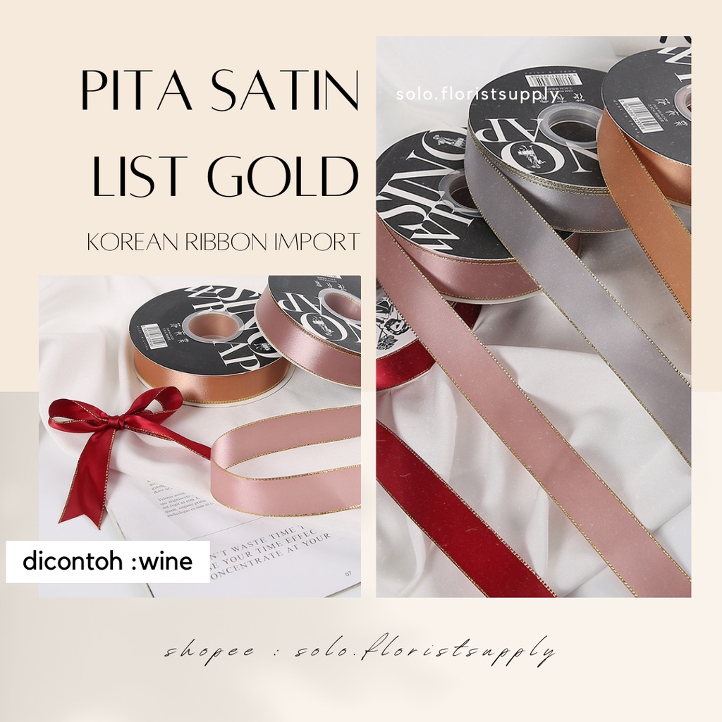 

1M PITA SATIN LIST GOLD LEBAR 2.5CM PREMIUMPITA KADO GIFT BOUQUET BUNGA DEKORASI KOREAN RIBBON MOTIF LETTER I MISS YOU SATIN RIBBON PITA KOREA CALLIGRAPHY DEKORASI CRAFT BAHAN BOUQUETE KADO PITA KADO