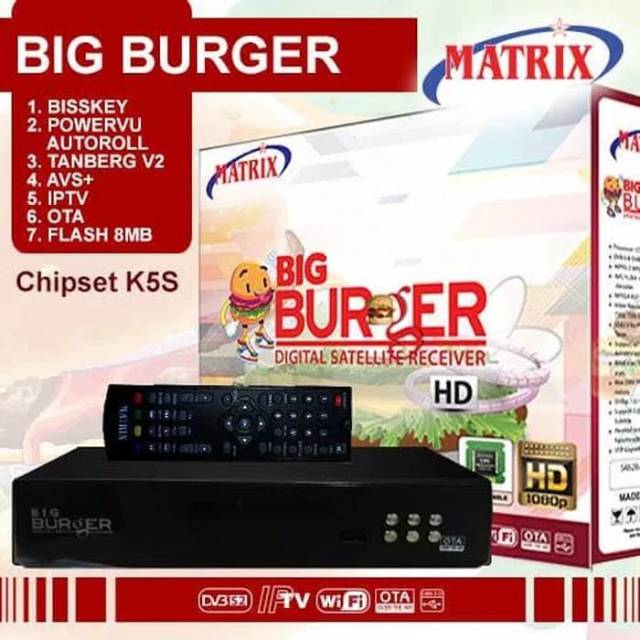 Receiver Parabola Matrix Big Burger Hd Mpeg4 Fta Powervu Bisskey Shopee Indonesia
