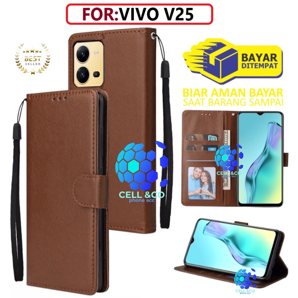 NEW VIVO V25 CASE FLIP LEATHER WALLET PREMIUM FLIP CASE BUKA TUTUP KESING HP CASING FLIP CASE WALLET VIVO V25 5G