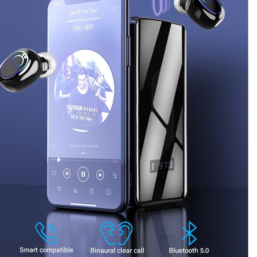 ((TERLARIS)) ⚡YZ Tws Bluetooth 5.1 Earphone 10000MAh Pengisian Case Nirkabel 9D Stereo Olahraga Taha