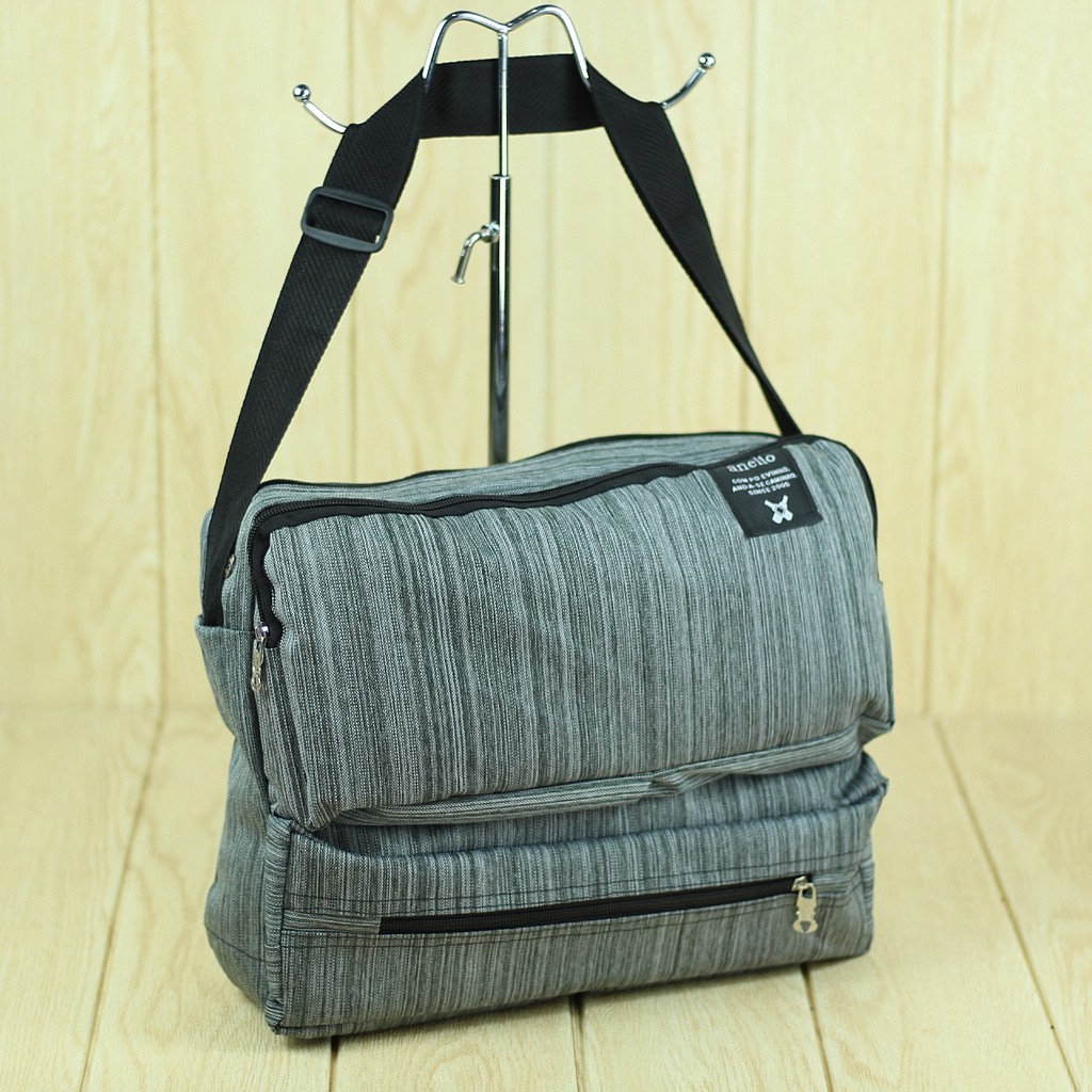 Tas Selempang Anello Pria Wanita Unisex Warna Abu Sling Bag Stylish Trendy Kece