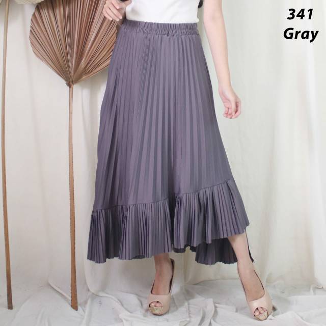 ROK PLISKET MURAH 341 ROK PRISKET PANJANG PLEATED SKIRT FLARE SKIRT MAYUNG FLOWY REMPEL