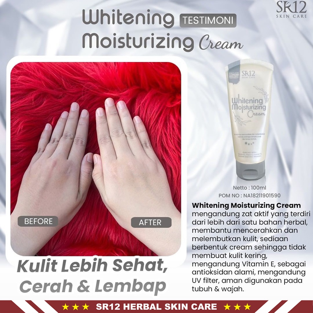 Whitening SR12 - Whitening Moisturizing Cream - Whitening Night Body Lotion - Lightening Body Lotion - Hand Body Lotion SR12 Skincare - HB Pemutih