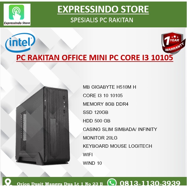 PC RAKITAN OFFICE MINI PC CORE I3 10105 INCLUDE MONITOR