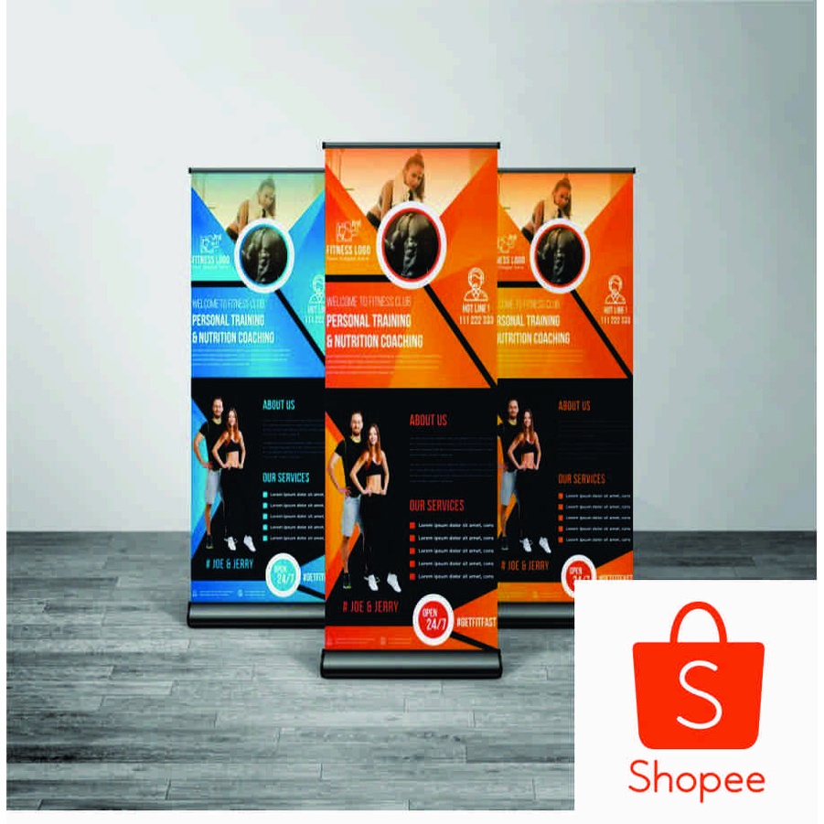 Roll up banner ukuran 60x160 - + Cetak
