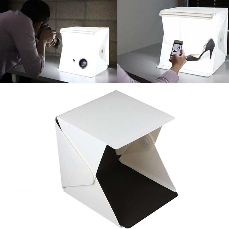 Photo Studio Foto Mini Lipat dengan Lampu LED Size Large - OMCSDDWH - White