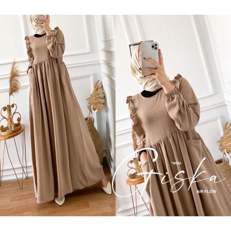 (DBY) GAMIS SLAVINA REMPEL DAILY DRESS WANITA CRINCLE AIRFLOW