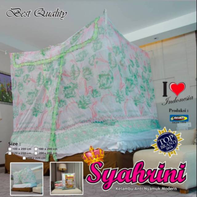 Kelambu gantung kotak motif bunga / kelambu syahrini