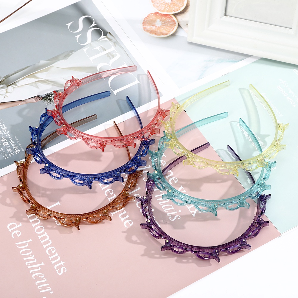 Korean Hollow Braided Headband with Clip Fashion Simple Hair Clip Face Wash Hair Band for Women Hair Accessories