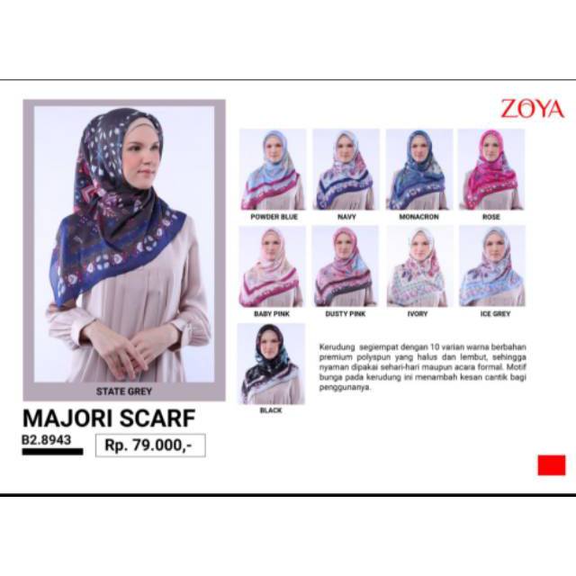 [ NEW ARRIVAL ] Zoya Majori Scarf - Kerudung Segiempat Motif - Hijab Murah