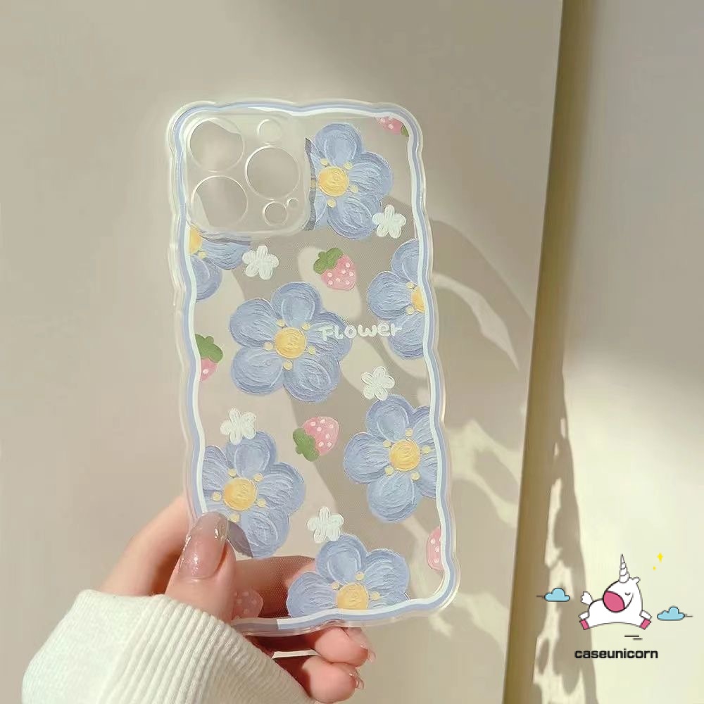 Soft Case Bahan Tpu Motif Bunga Strawberry Untuk iPhone 11 13 12 Pro Max 7 8 6 6s Plus X XR XS Max SE 2020