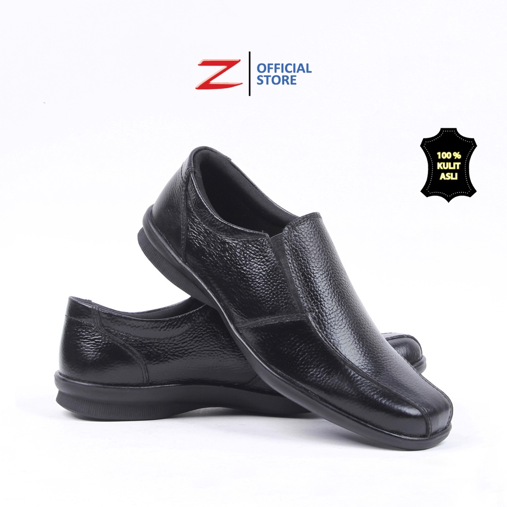 Zeintin - Sepatu Pantofel Wanita Bahan Kulit Sapi Asli Sepatu Kantor Wanita Hitam Mengkilap Original Zeintin BJ