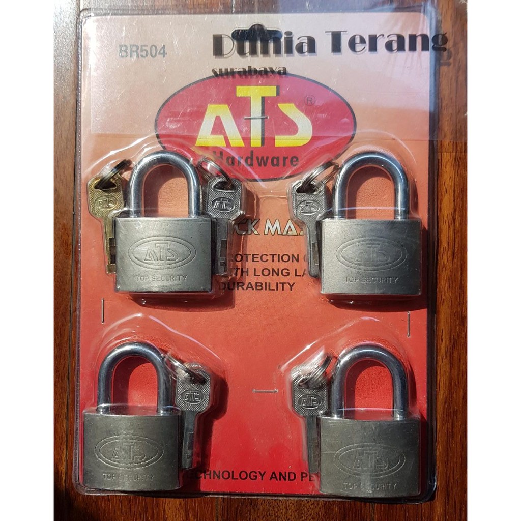 Gembok Putih Master Key ATS uk 50mm isi 4pcs / Iron Padlock 50 mm set 4 pc BR504 Pagar Rumah Toko