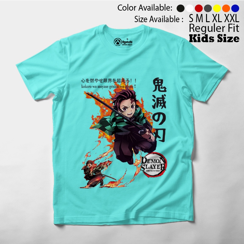 Tanjiro Kamado On FIre - Demon Slayer Kimetsu No Yaiba - Anime / Baju Anak / Kaos Atasan Anak / Kaos Distro Anak / Kids T Shirt