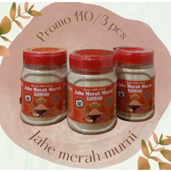 

Jahe merah bubuk murni 110 dapat 3 pcs