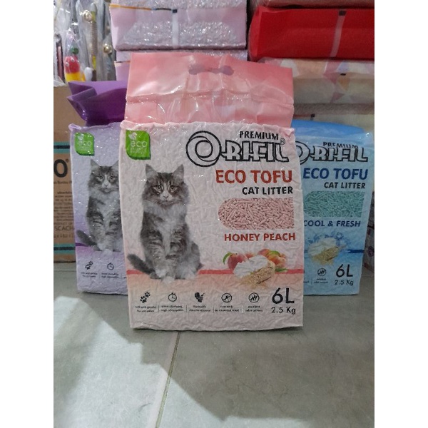 Pasir Orifil Eco Tofu 6 Liter - Aroma Honey Peach pasir kucing