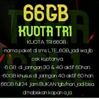 Paket Data Tri Inject Kuota Internet Tri / 3 / Three 4G LTE KUOTA 5GB 33GB 66GB | Shopee Indonesia