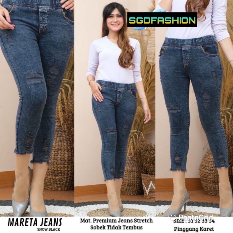 NEW PRODUK MARETA JEANS SNOW PINGGANG FULL KARET