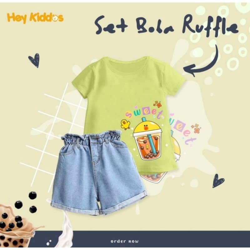 Heyy Kiddos Setelan Boba Ruffle