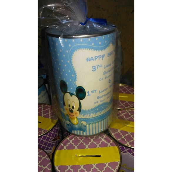 CELENGAN- SOUVENIR ULANG TAHUN CELENGAN KALENG BUKA TUTUP FULL GAMBAR -CELENGAN.
