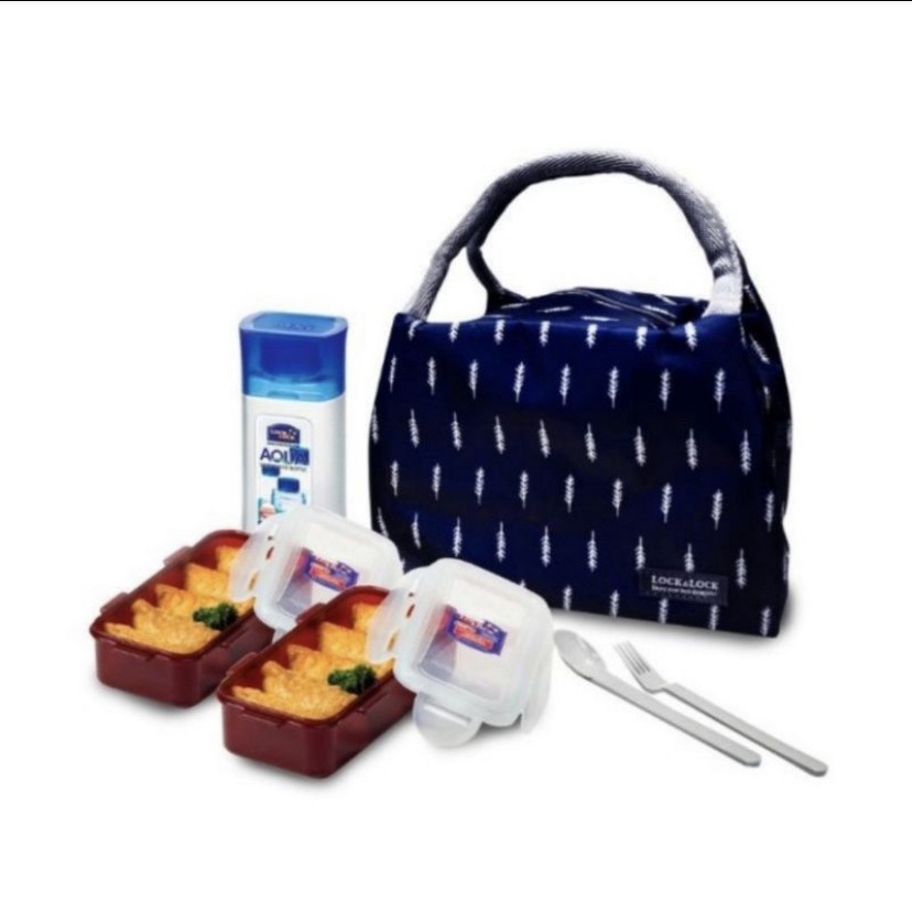 Lock &amp; Lock Lunch Box 3pcs - HPL758 Wadah makanan Tosca Navy Kotak Bekal Anak murah Lock n Lock