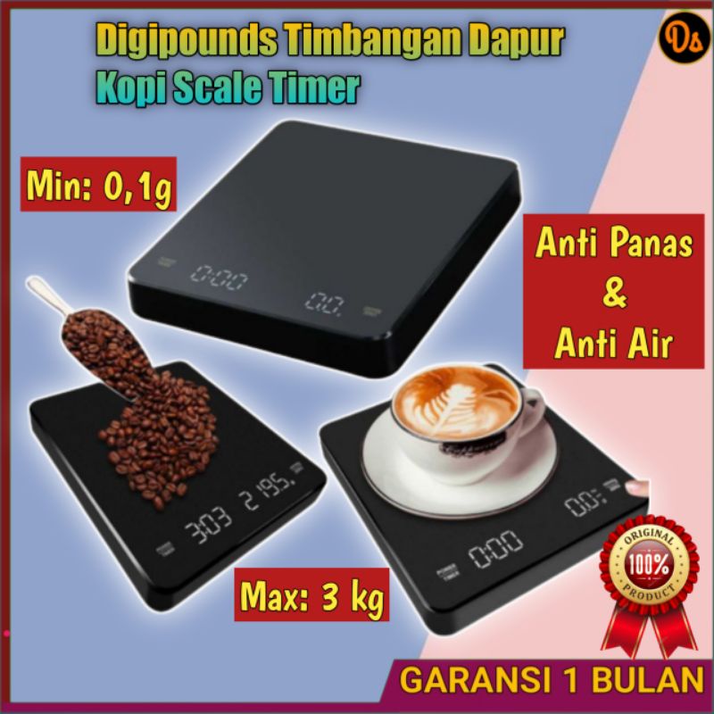 PROMO Timbangan Dapur Kopi Digital Scale Timer 3kg 0.1g - CK2150 HODIDAY 7CHZ2JBK