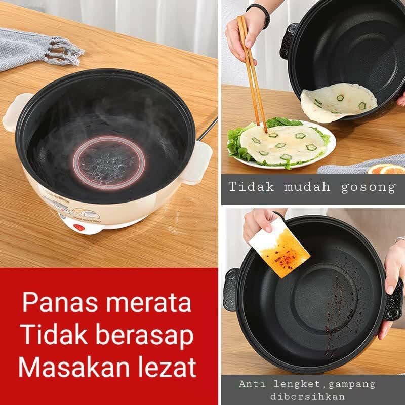 Panci Listrik 2.2 Liter Serbaguna / Frying Pan Multi Function High Quality /FREE Kukusan DC88