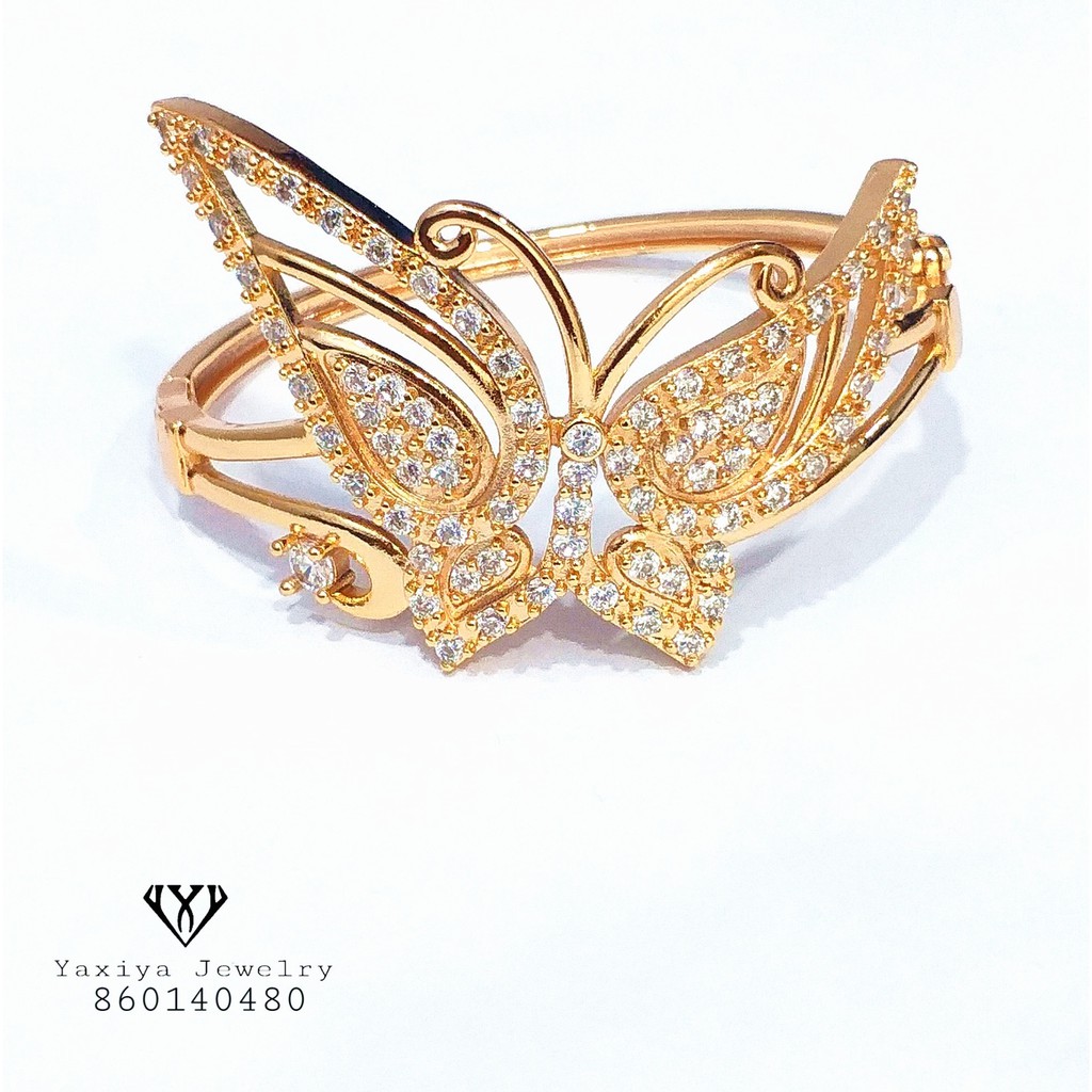 

Gelang Emas Bangle Motif Kupu Emas Permata Perhiasan Lapis Emas 18K Yaxiya Jewelry 104