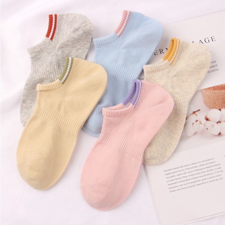 BEST SELLER!! Kaos Kaki Warna Pendek Wanita Korea Soft Color Cotton Sock