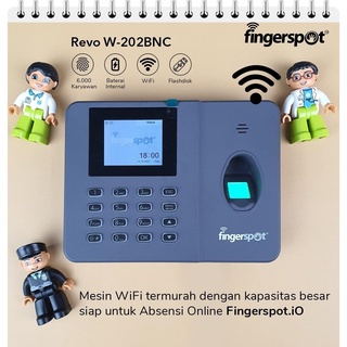 Fingerspot Revo W 202 BNC | Mesin Absensi Sidik Jari Fingerprint WiFi -| Baterai Cadangan