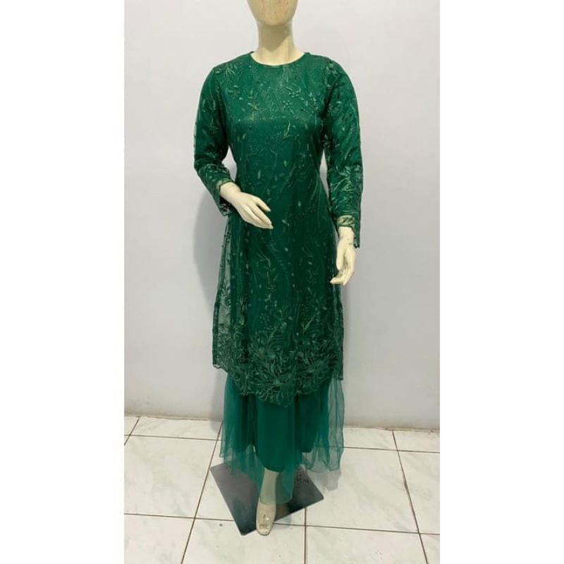 BAJU GAMIS DRESS PESTA KONDANGAN NIKAHAN FULL BRUKAT BROKAT TILE WANITA MUSLIM BARU NEW S M L XL XXL