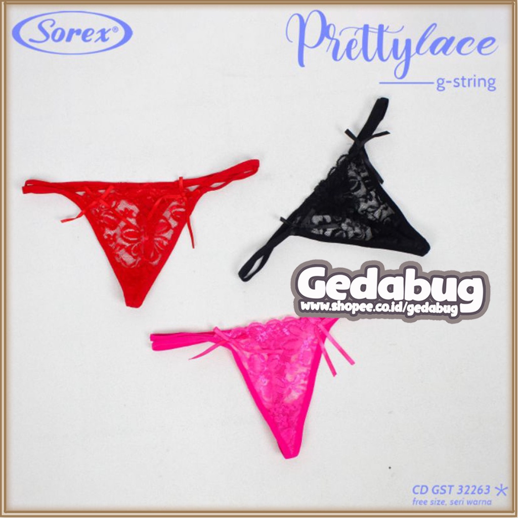 G String Cd Sorex 32263 Celana Dalam Wanita Renda Transparan Free Size - Gedabug