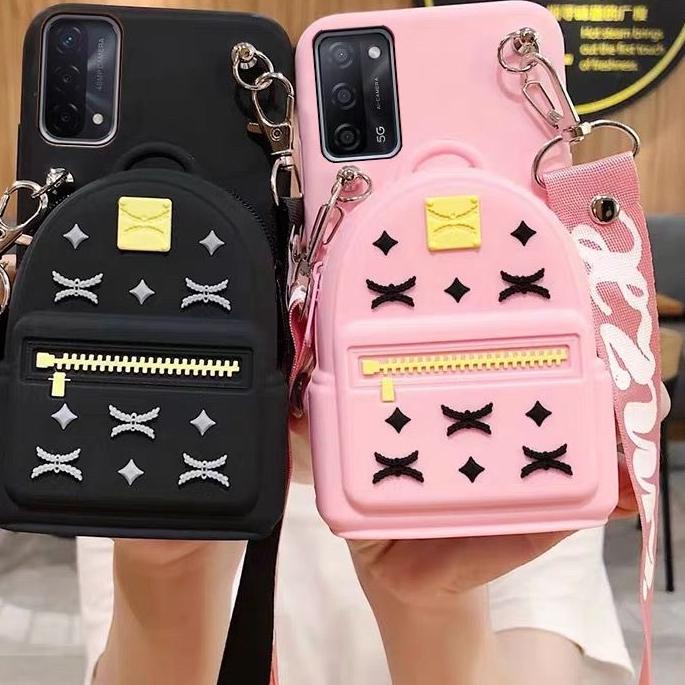 ペ REALME3  3 PRO 5 5i 5S 5 PRO 6i C1 C2 C3 SOFTCASE SILIKON BONEKA KARAKTER 4D DOMPET COIN + TALI GA