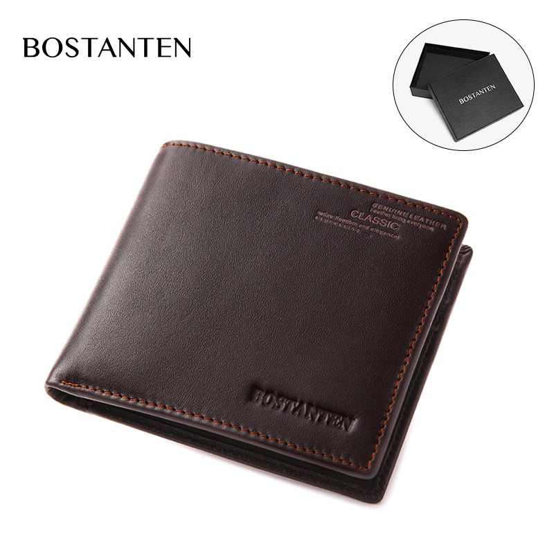 BOSTANTEN Dompet Pria Bahan Kulit Sapi Bentuk Vertikal 