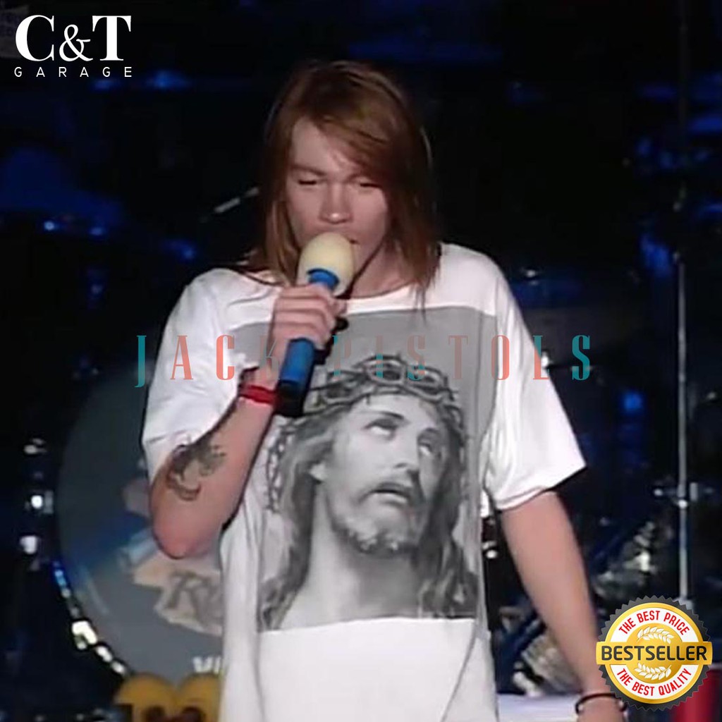 (Gratis Stiker) CNTGARAGECLOTHING | JESUS AXL ROSE GUNS N ROSES TSHIRT UNISEX | GNR 045 | KAOS TSHIR