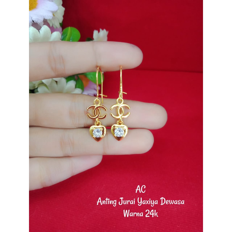 Anting Gantung Hongkong CC Permata Lapis Emas 24k (Tidak Menghitam)