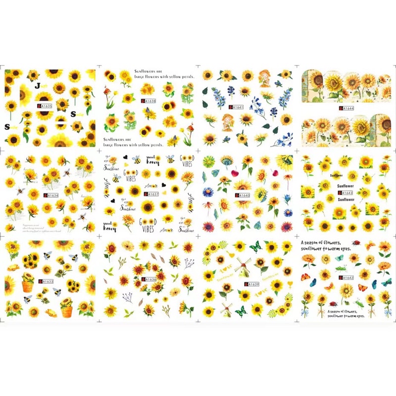 STIKER STICKER WATER DECAL SUNFLOWER STIKER KUKU BUNGA MATAHARI SUMMER NAILS STIKER RENDAM AIR NAIL ART SUN FLOWER