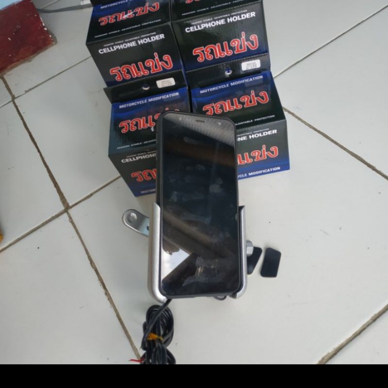 HOLDER HP GPS PLUS CHARGER DI SPION UNTUK NMAX AEROX MIO BEAT VARIO