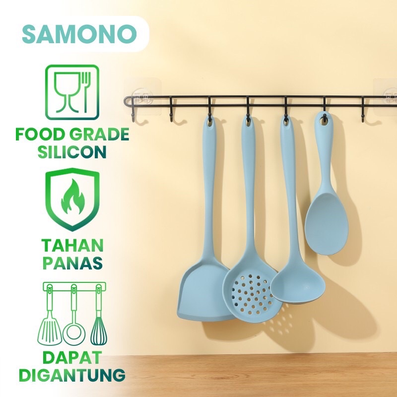 SAMONO SKW Alat Masak Plastik Spatula Sendok Sayur Silikon Kitchen Utensil Tahan Panas Food Grade Bir