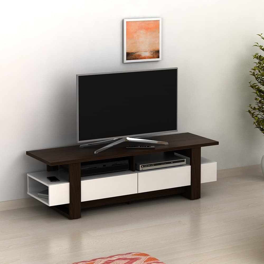 LVUP - ONDASTA TV150 Meja TV / Rak TV Brown Walnut Putih glossy