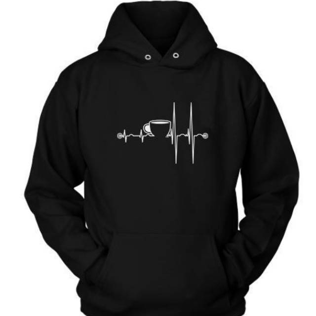 JAKET HOODIE JUMPER COFFEE HEARTBEAT UNISEX PREMIUM