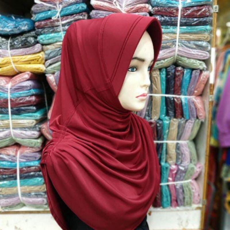 Hijab Rumana Polos Spandek Premium | Bergo Rumana Kerut Samping