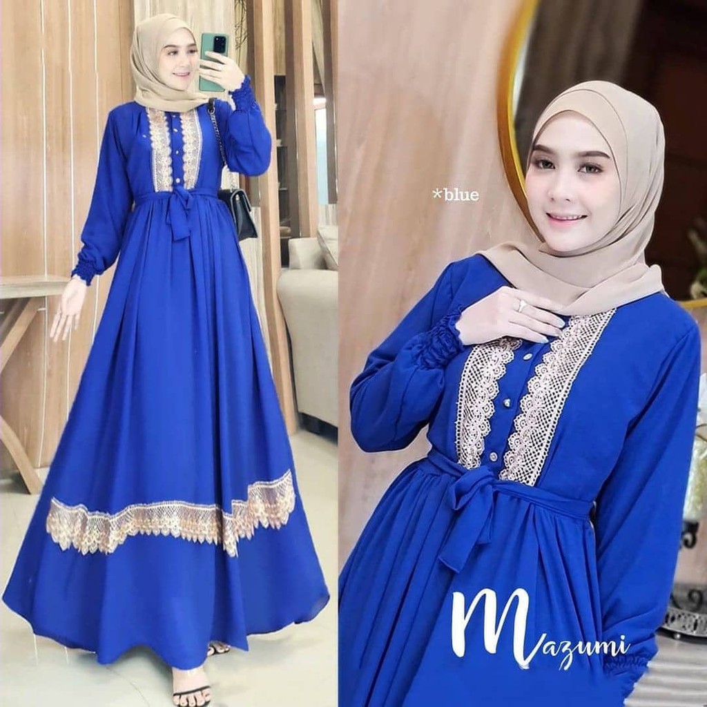 GAMIS WANITA MAJUMI DRESS BAHAN CERUTY BABYDOLL FULL PURING APLIKASI RENDA LD 110 CM PB 138 CM KANCING HIDUP / BUSUI FRIENDLY GAMIS WANITA TERBARU 2023 KEKINIAN DRESS CERUTY PREMIUM MAXY DRESS WANITA JUMBO  BAJU GAMIS MUSLIM MODERN