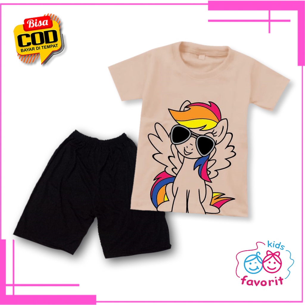 Favorit kids setelan baju kaos anak perempuan gambar unicron | baju anak anak motif kuda poni